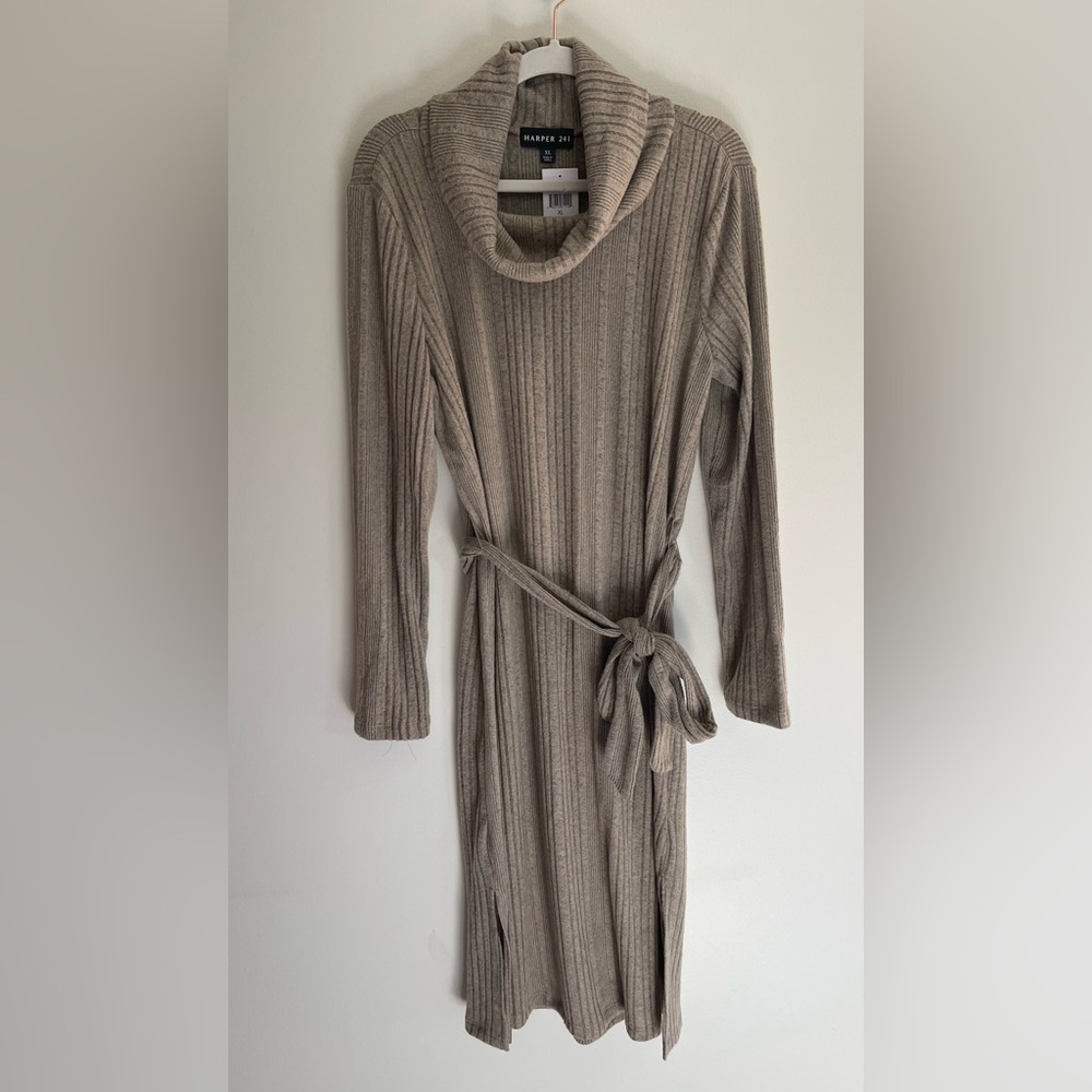 NWT Harper 241 Ribbed Soft Stretch Knit Tie Waist Sweater Dress, Women's XL